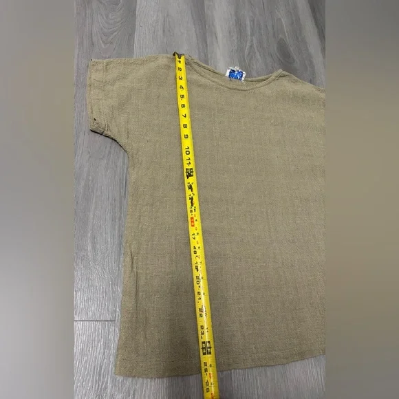 Vintage Olive Green Minimalist Blouse Coastal Boho Relaxed Fit Size Women’s M - Picture 6 of 8